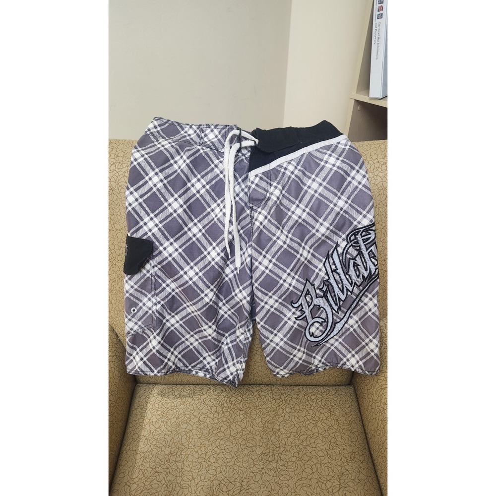 Billabong Swim Trunks Men 32 White Grey Board Shorts Beach Surf